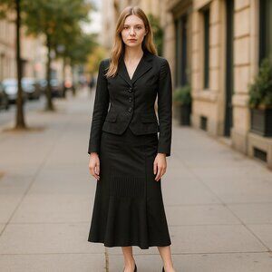 Heide Ost Skirt Jacket Set Pleated Maxi Women Medium Black Designer
